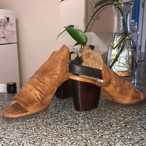 Isola sling back open toe mules with block heel